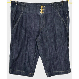 3/$20 Roz  Ali Sz 8 Denim Jeans Bermuda Shorts Wide Waistband 13" Ins New